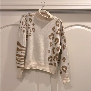 Nine West Mock Neck Animal Print Sweater